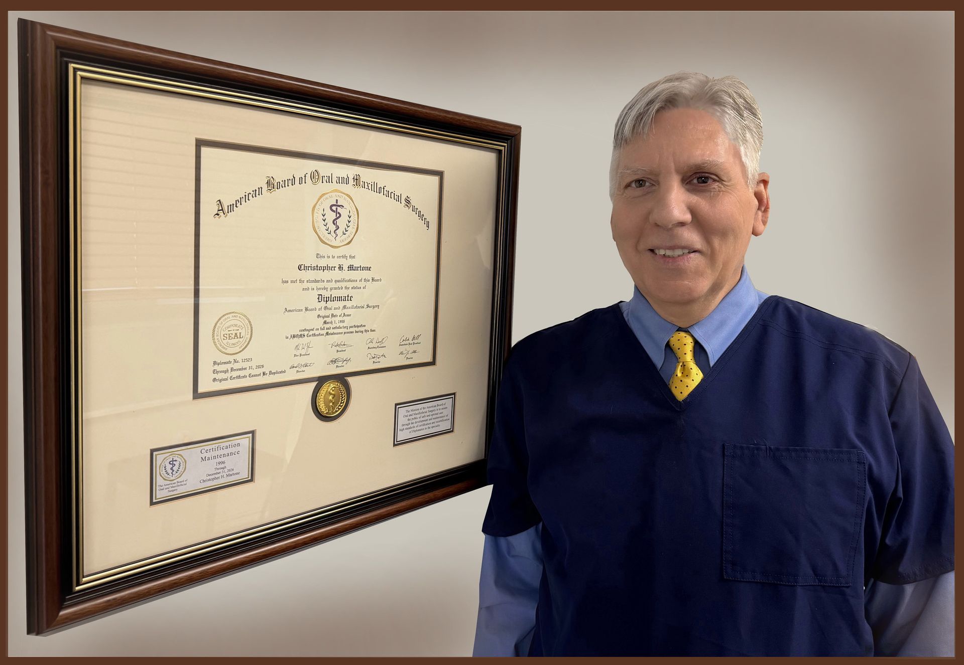 Dr. Christopher H. Martone Beside His Certificate | Natrona Heights, PA | Christopher H Martone Dr. Christopher H. Martone Beside His Certificate | Natrona Heights, PA | Christopher H Martone