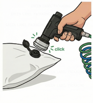 Illustration of inflator attaching to an airbag