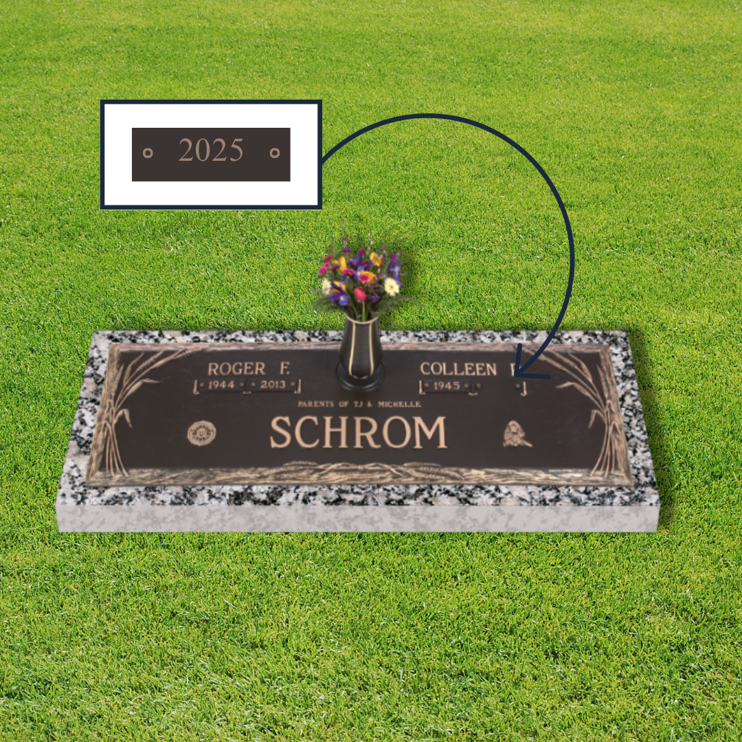 Bronze grave marker with 