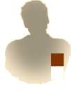 Silhouette of a person with a brown square on their left shoulder, likely indicating a vaccination site.