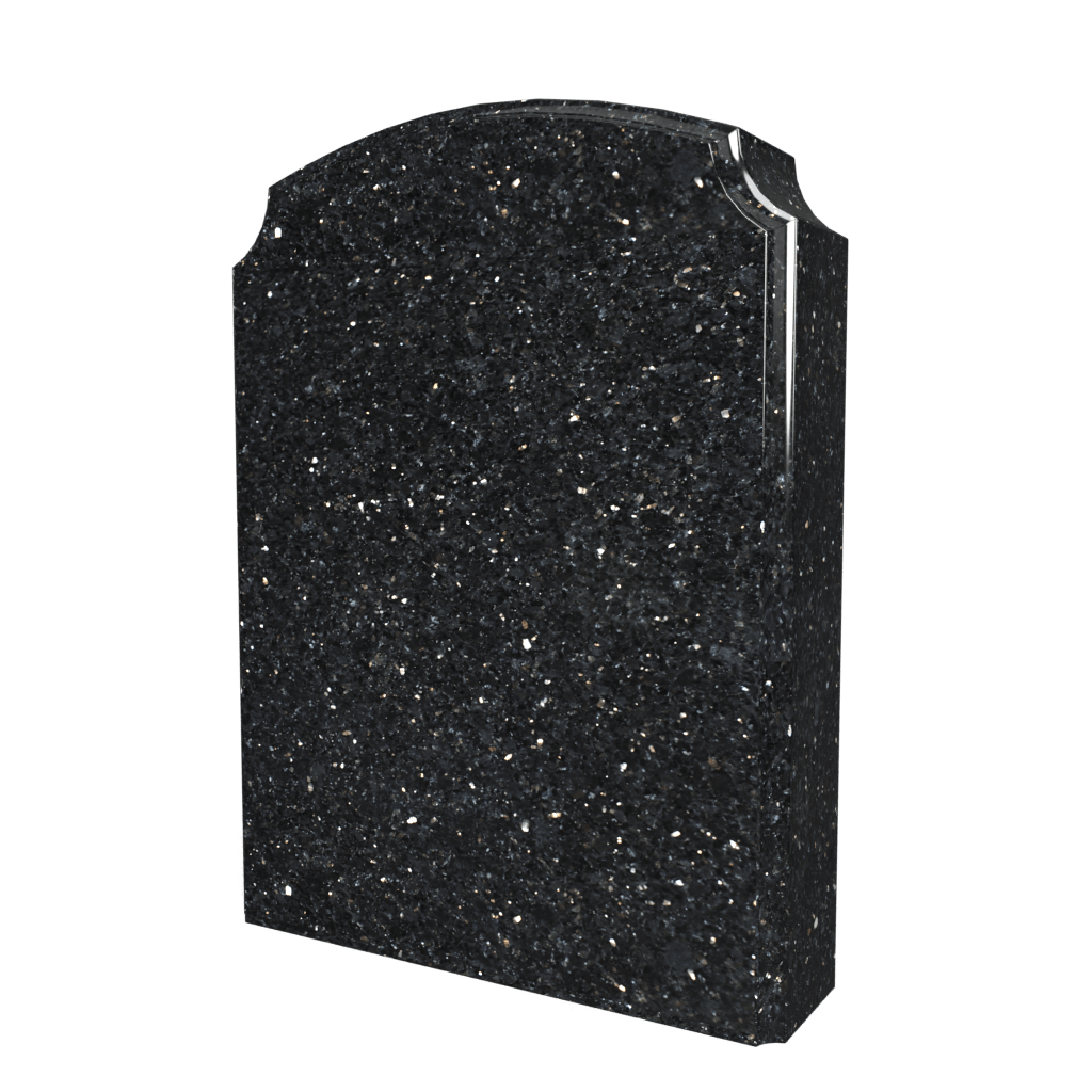 Black granite headstone with a curved top.