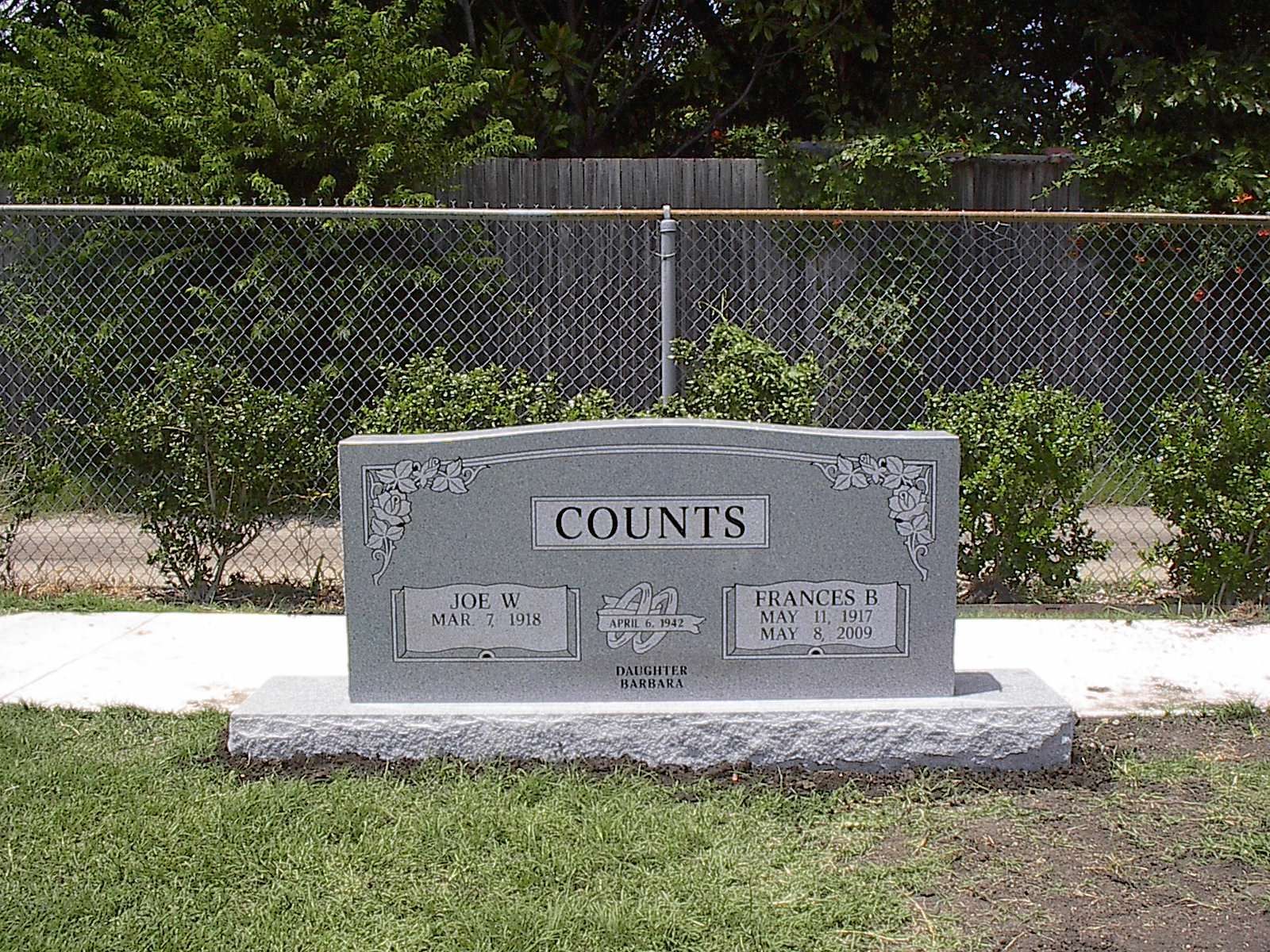 Gray granite headstone marked