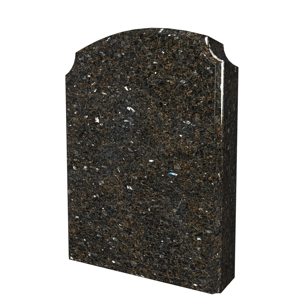 Black granite headstone with a curved top.