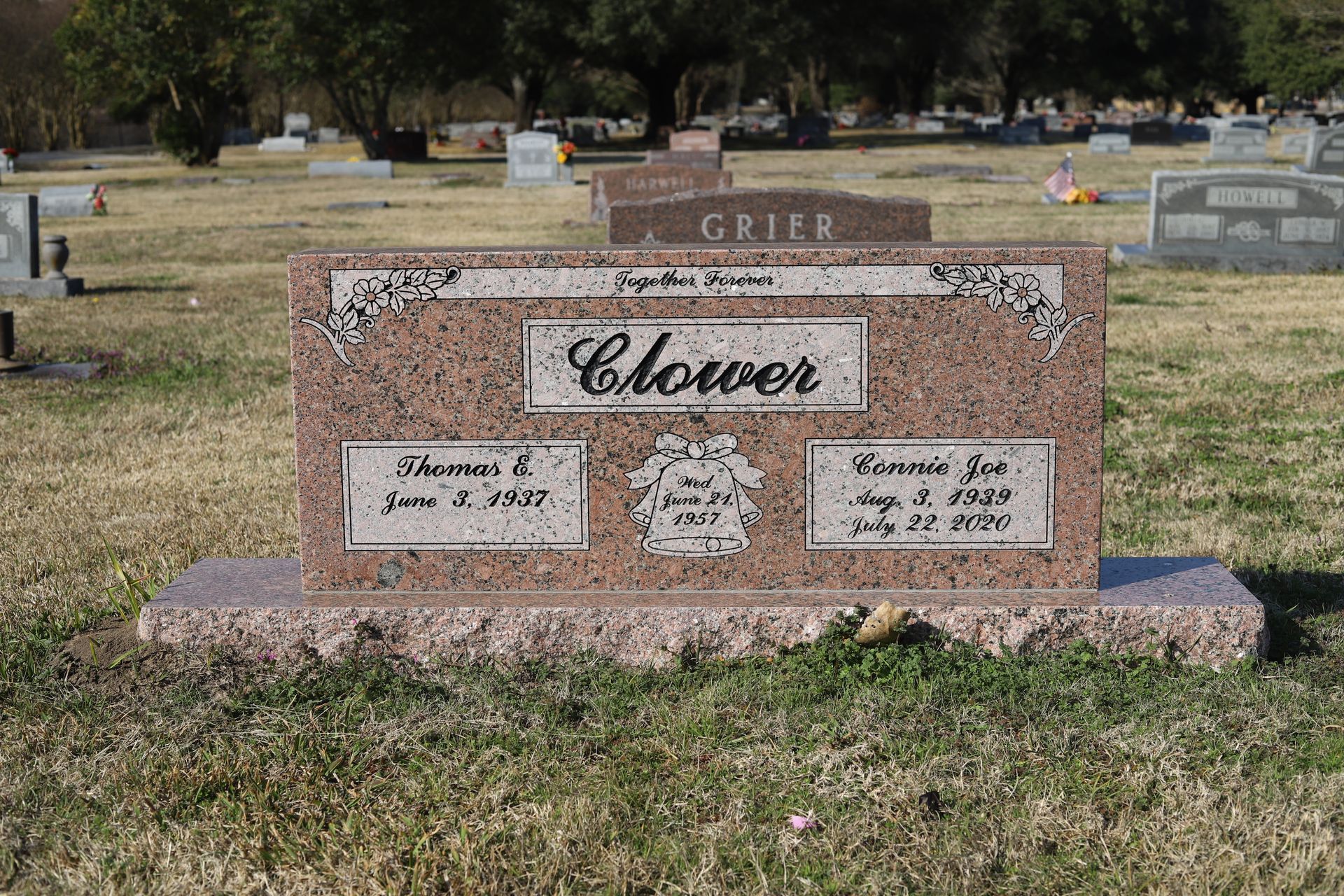 Headstone engraved