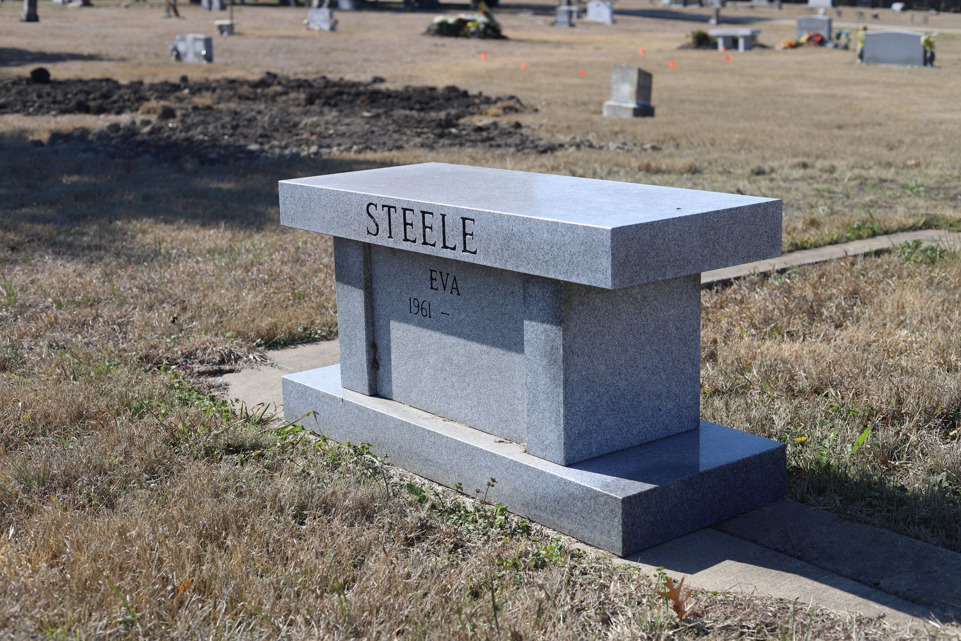 Gray granite bench with 