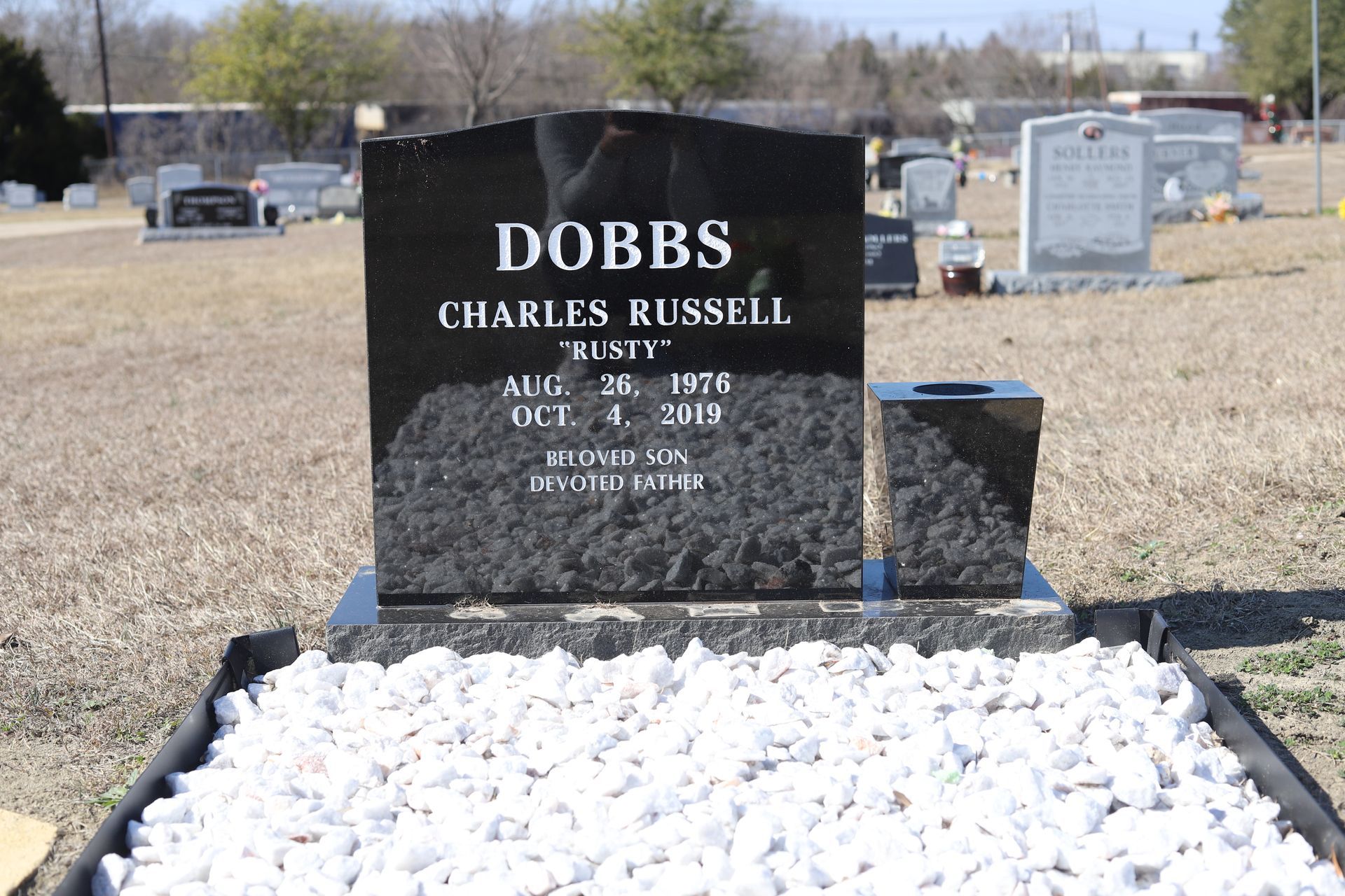 Black tombstone with