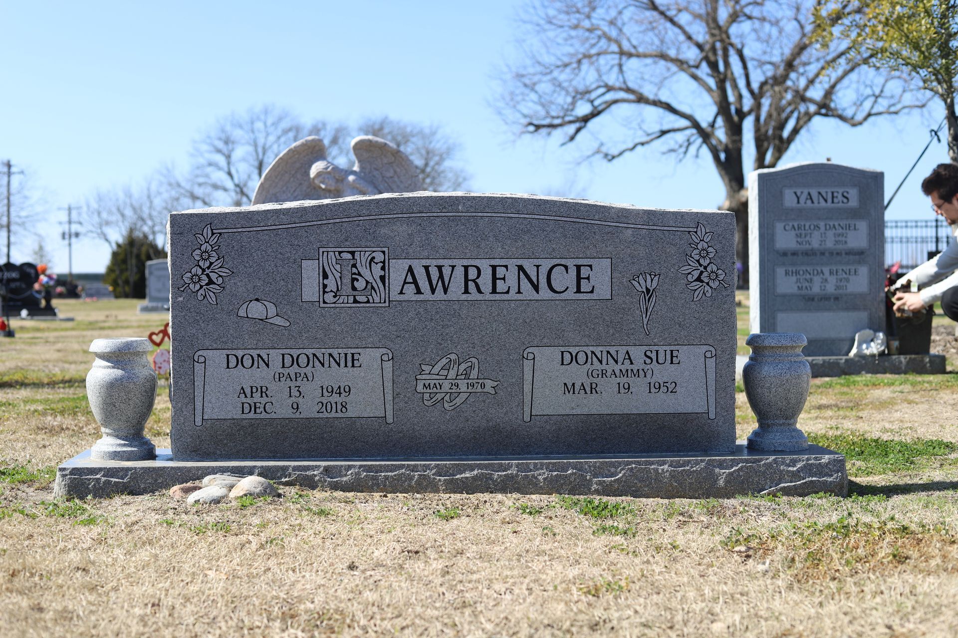 Tombstone in a cemetery with the name