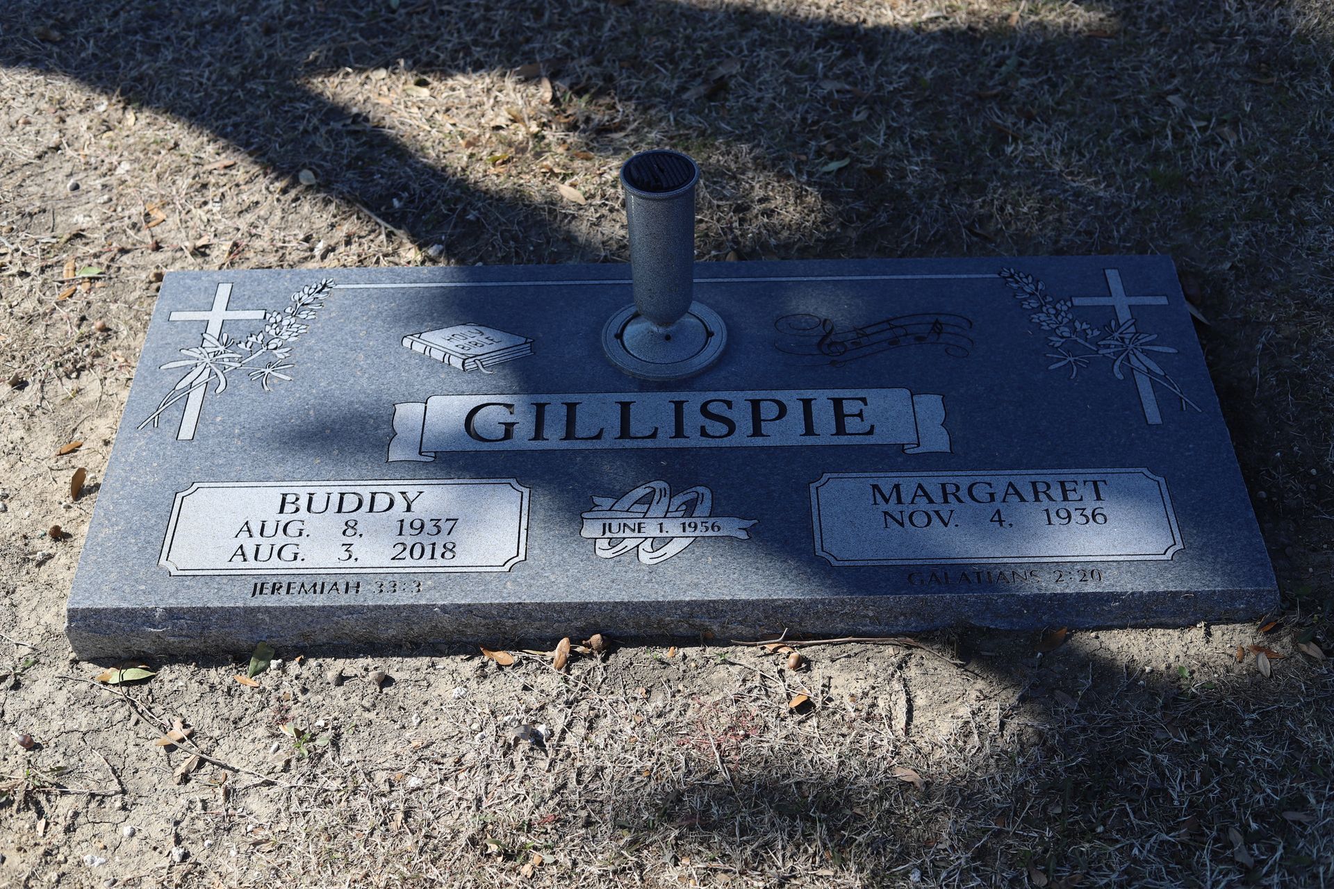 Gray headstone with 