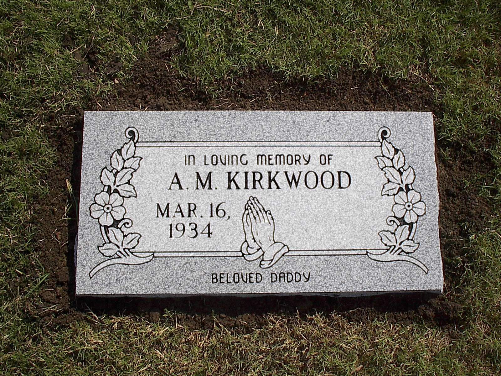 Gray headstone with 