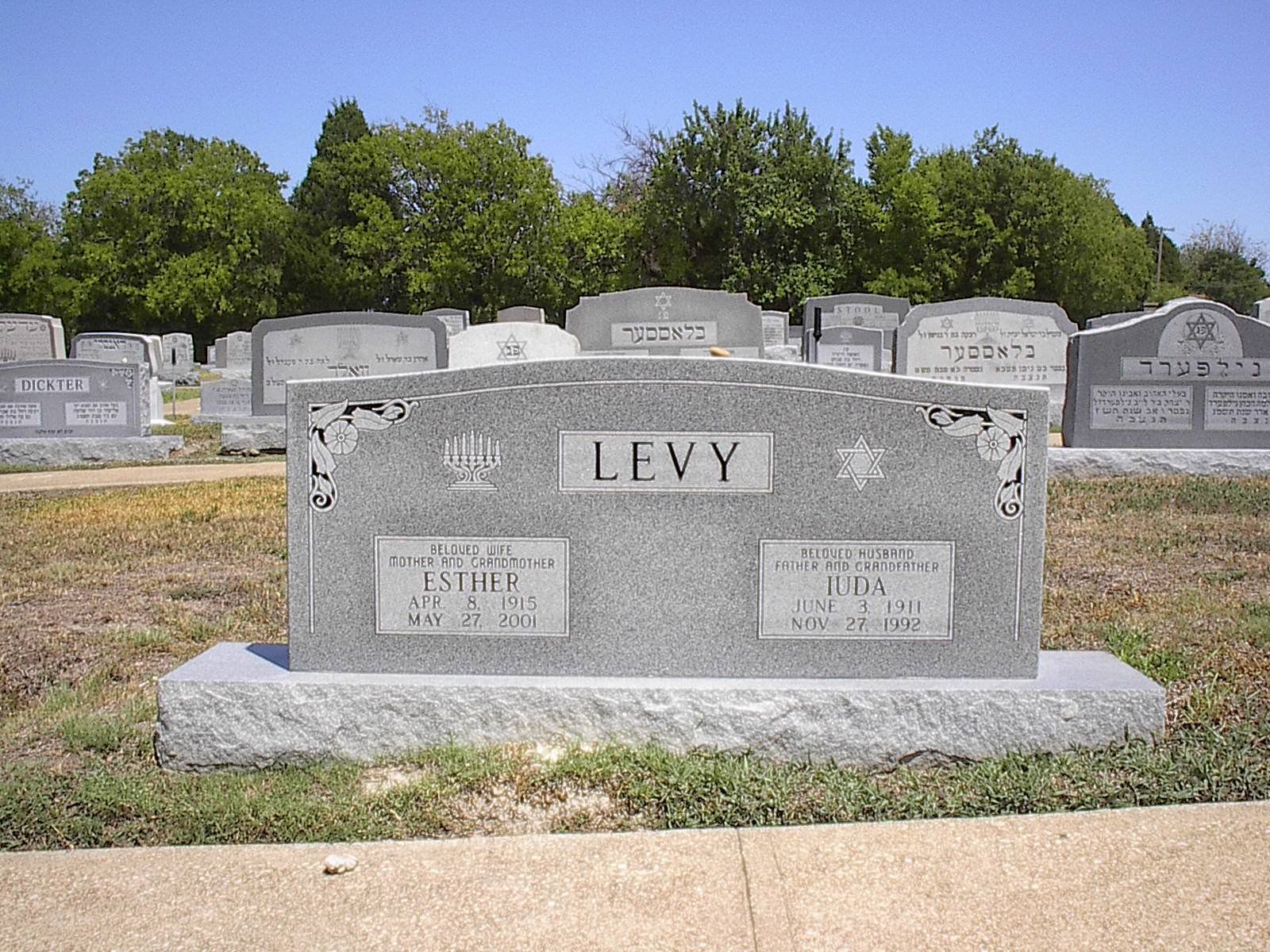 Gravestone in a cemetery, with the family name