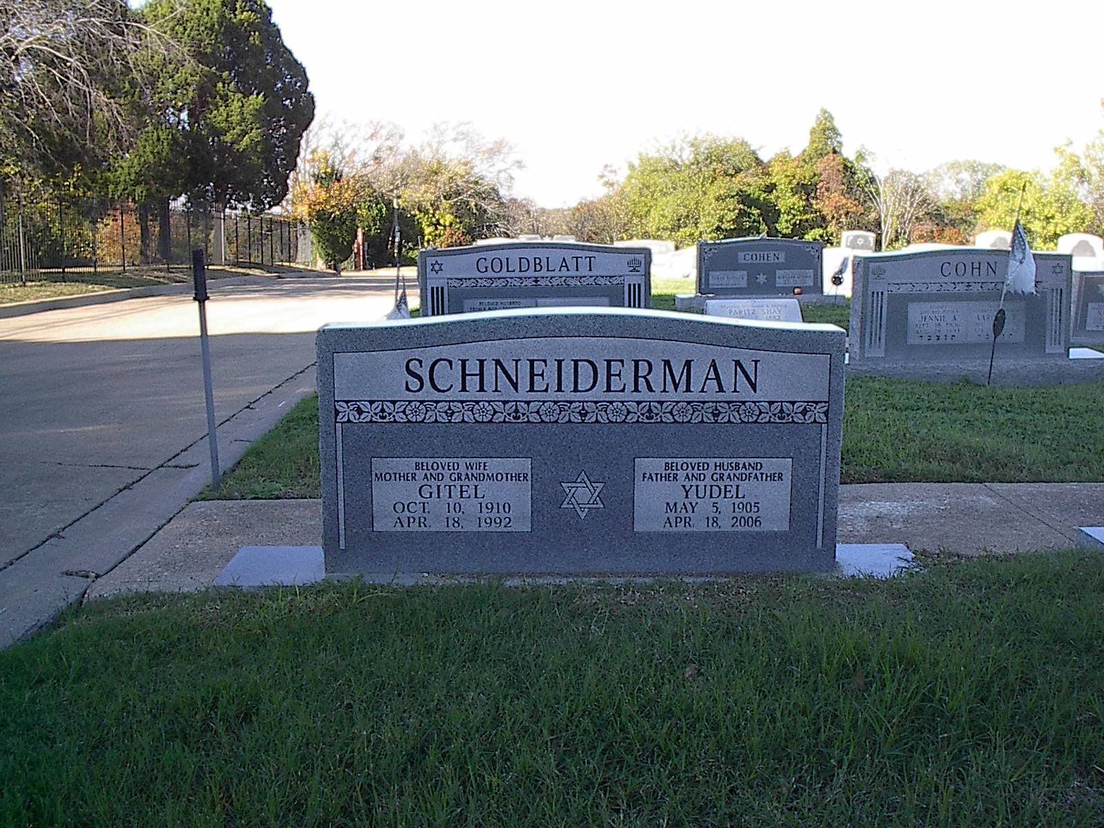 Gravestone in a cemetery, with the surname