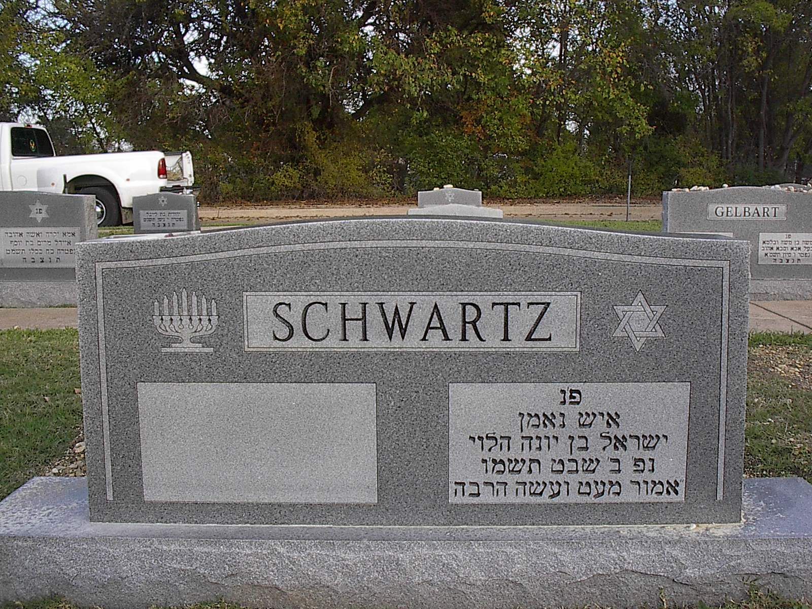 Gray granite headstone marked