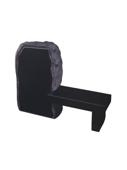 Black plastic window sash lock.
