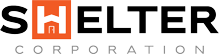 The shelter corporation logo is black and orange on a white background.