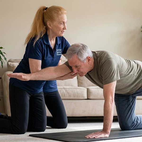 Marjorie Jaffe senior personal training doing back pain personal training with a client