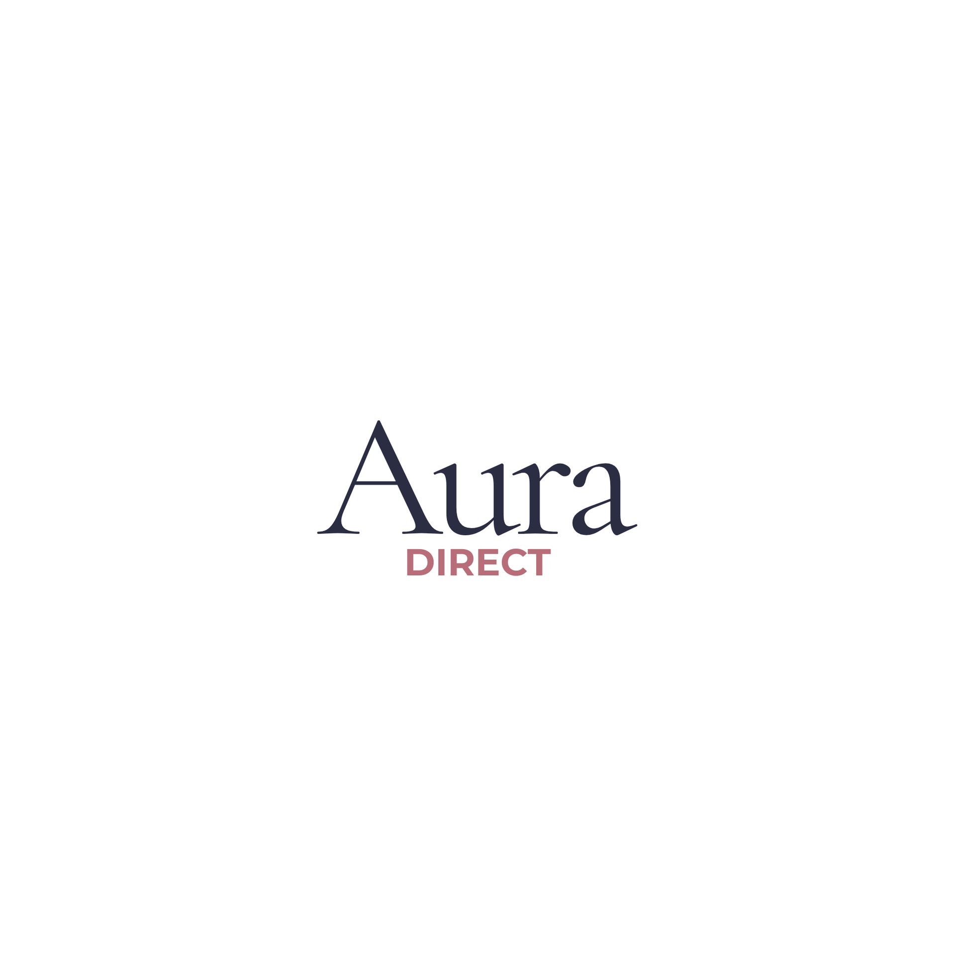Aura Direct logo in black and pink on a white background