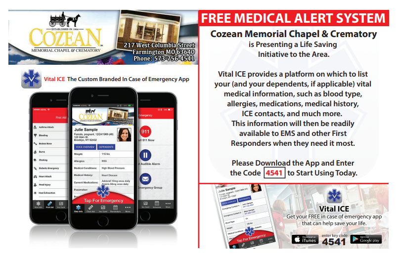 A poster for a free medical alert system.