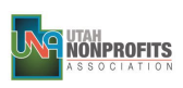 Utah Nonprofits Association logo with teal and gray text and a green outlined Utah shape
