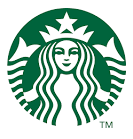 The starbucks logo is a woman with long hair and a star on her head.