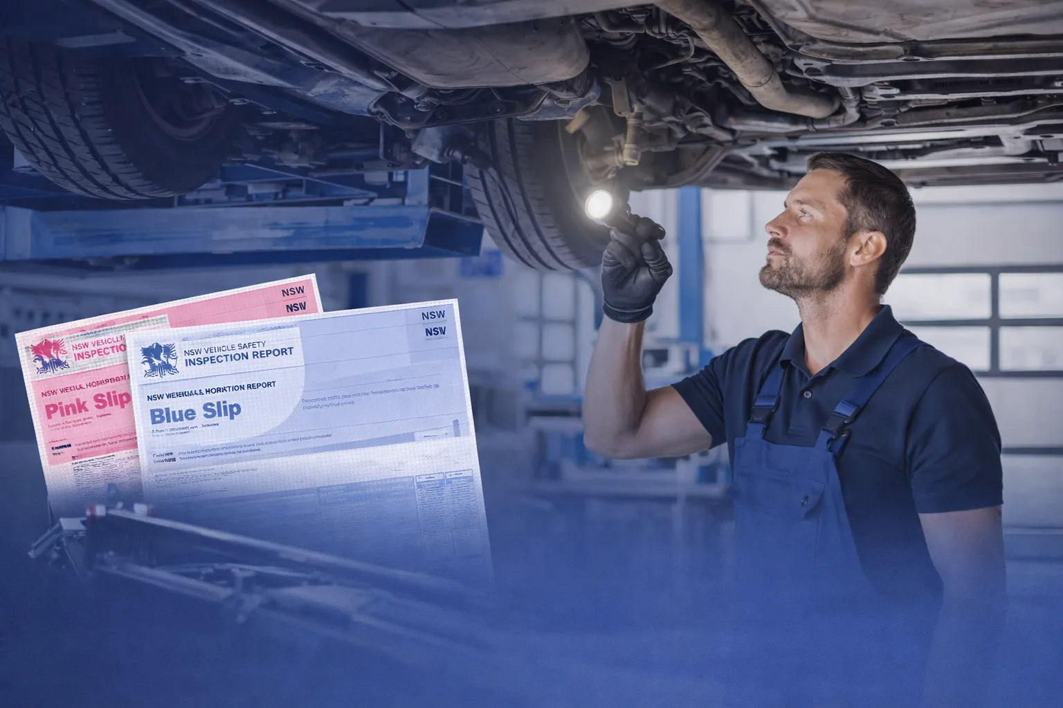 Blue Slip Infront of a Mechanic in NSW