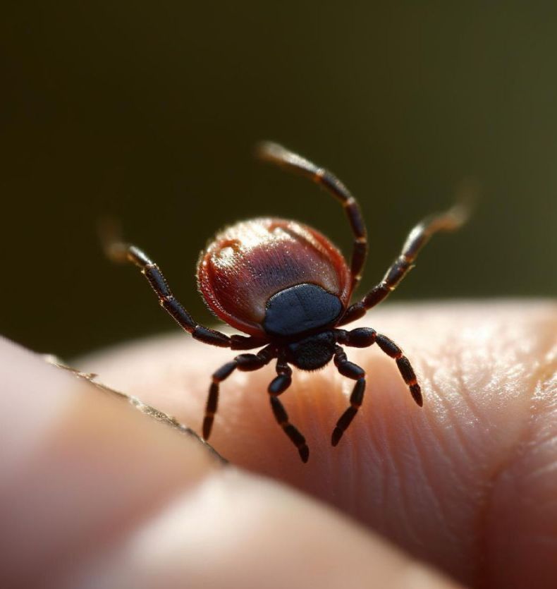 Wood tick on a finger