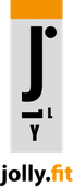 Logo for JollyFit. The letters of 'jolly' artfully arranged.