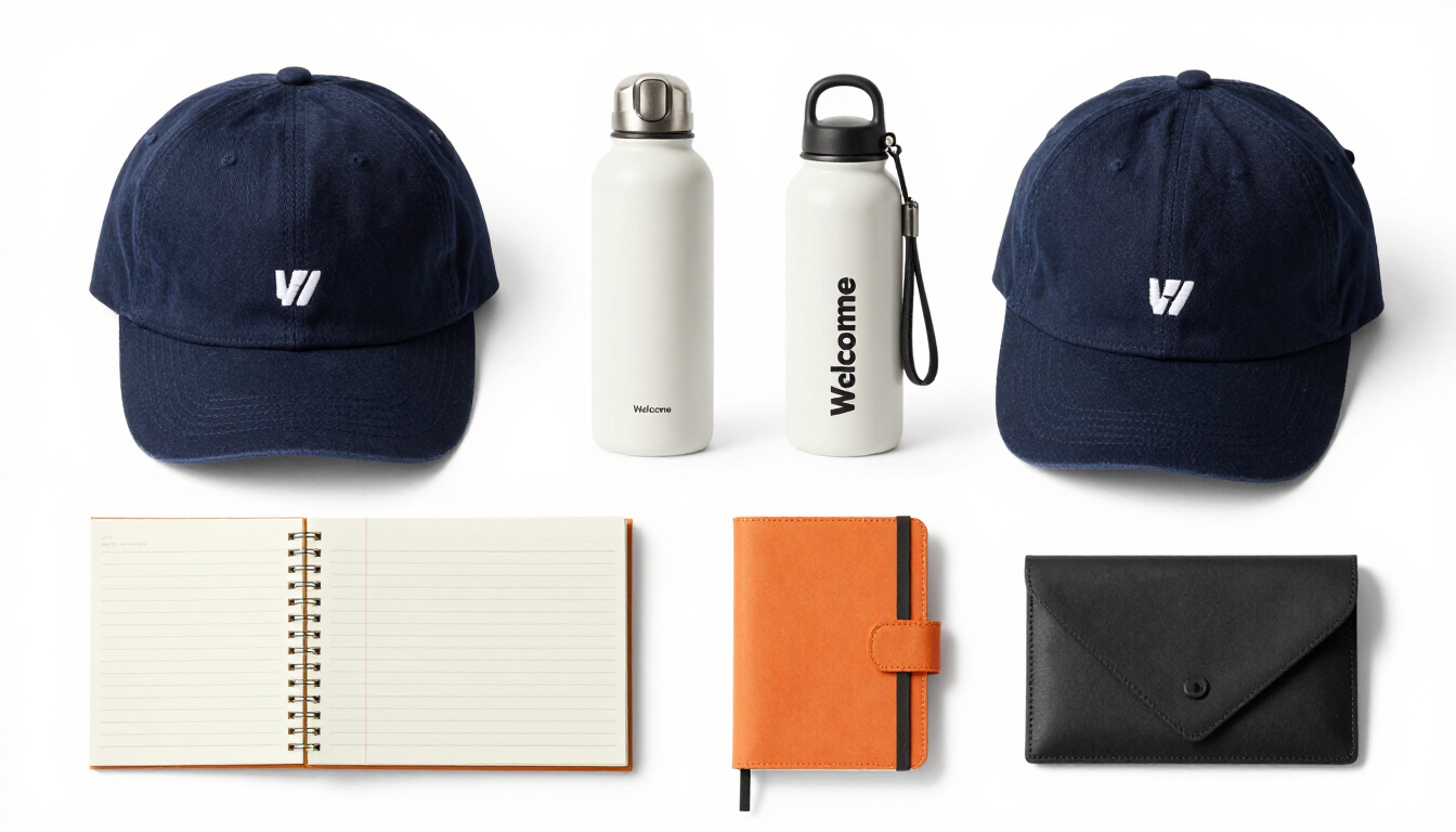 Gadget personalizzati per welcome kit aziendali con borracce, notebook e accessori