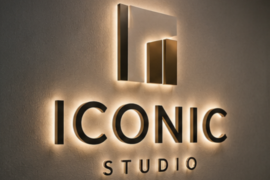 Logo retroilluminato in plexiglass per reception