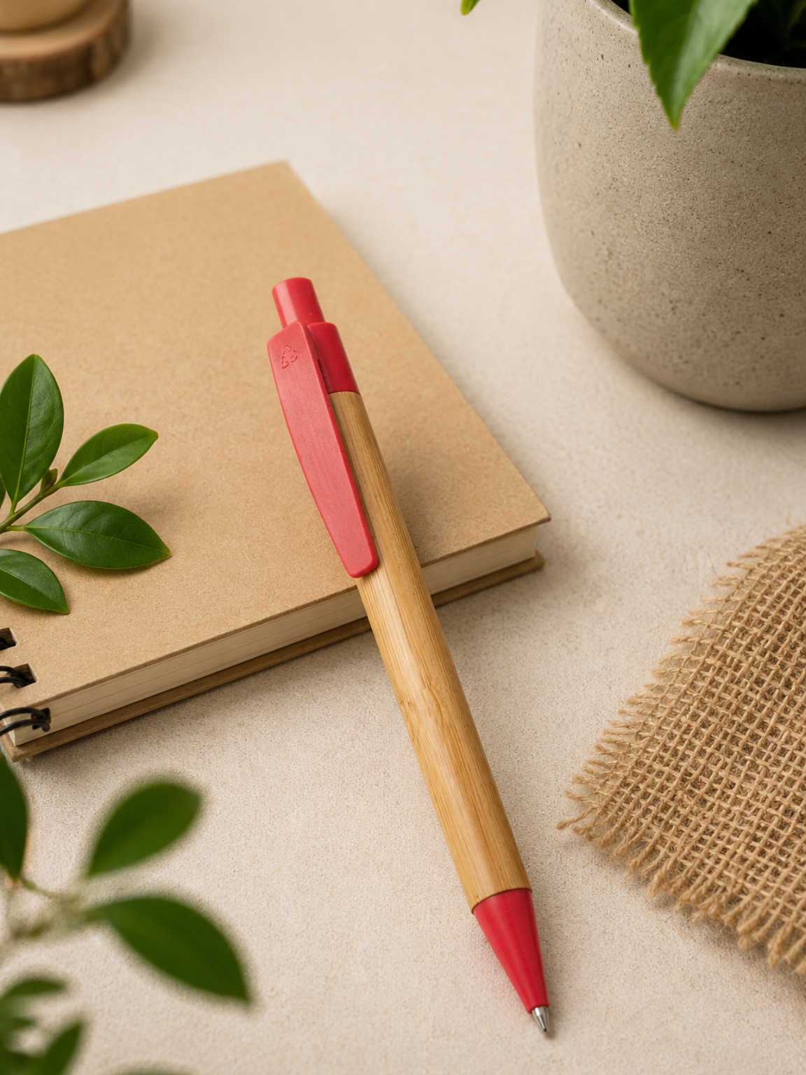 Penna ecosostenibile in bambù e materiali riciclati personalizzabile con il logo aziendale. Penna ecologica in bambù personalizzata