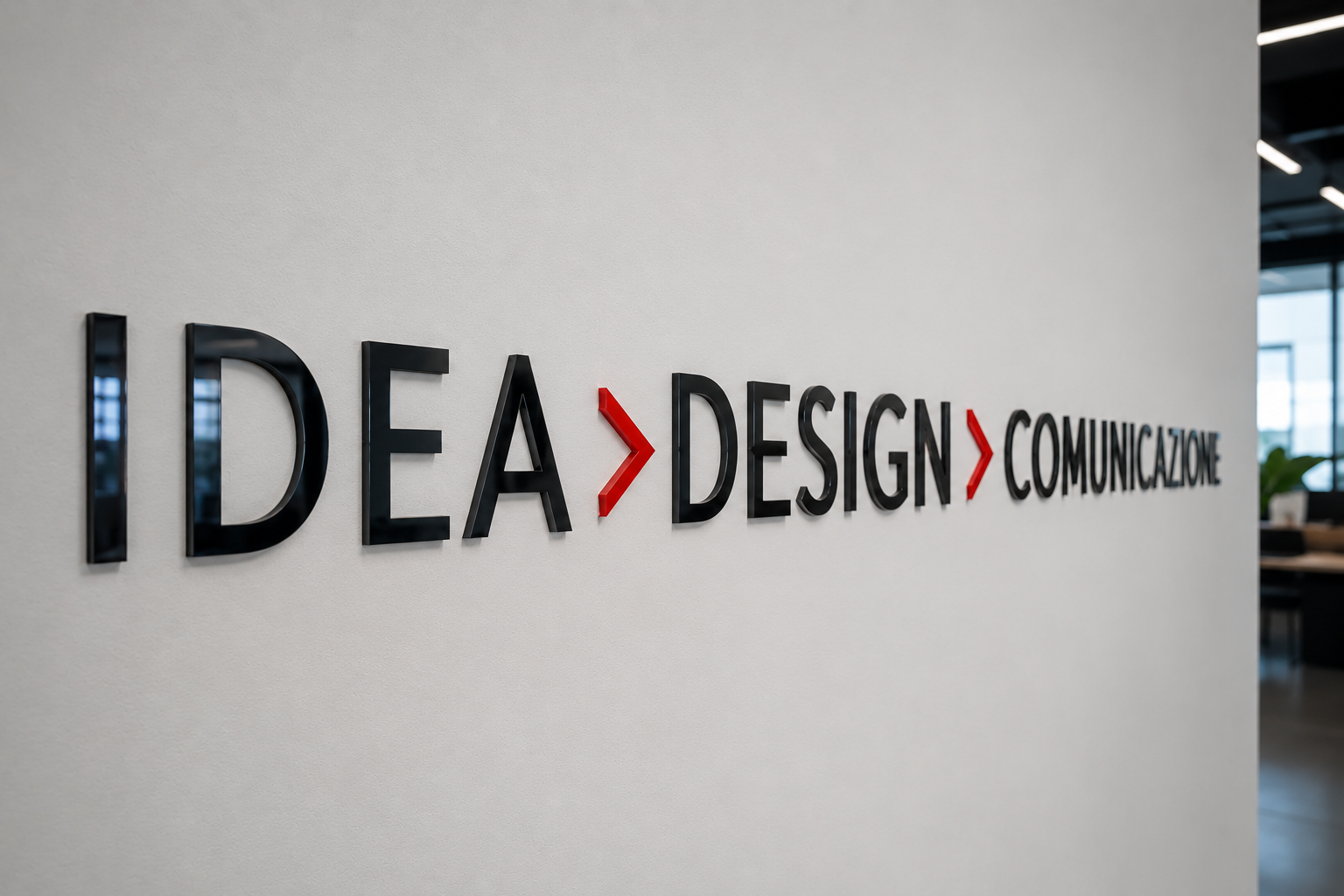 Scritte 3D in plexiglass installate su parete aziendale