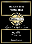 An award badge for Heaven Sent Automotive, a top 3 auto repair shop in Franklin, Tennessee, based on 2025 Google reviews.  | Heaven Sent Automotive