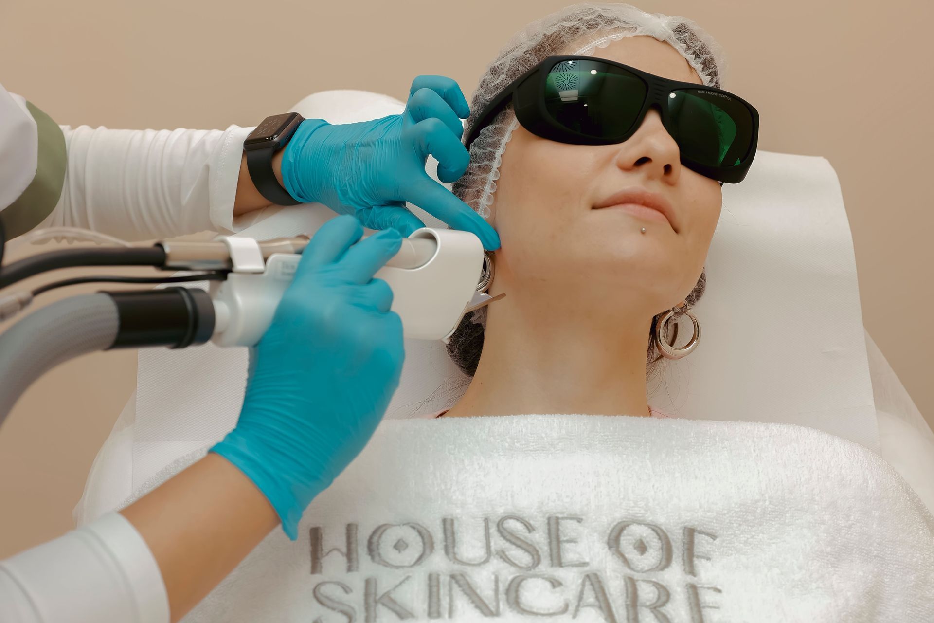 Woman Wearing Protective Glasses