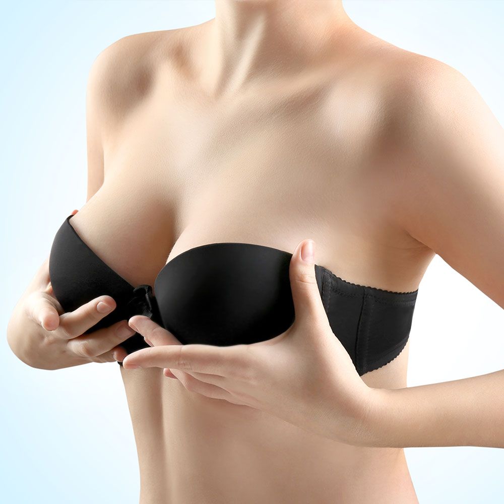 Woman wearing Black Bra