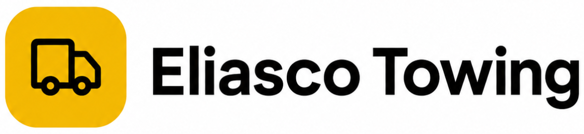 Eliasco Towing logo with a yellow tow truck icon and black text on a white background