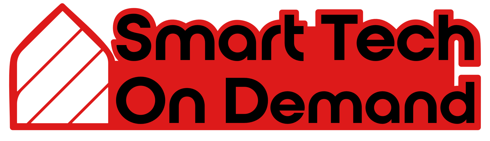 A red and white logo for smart tech on demand