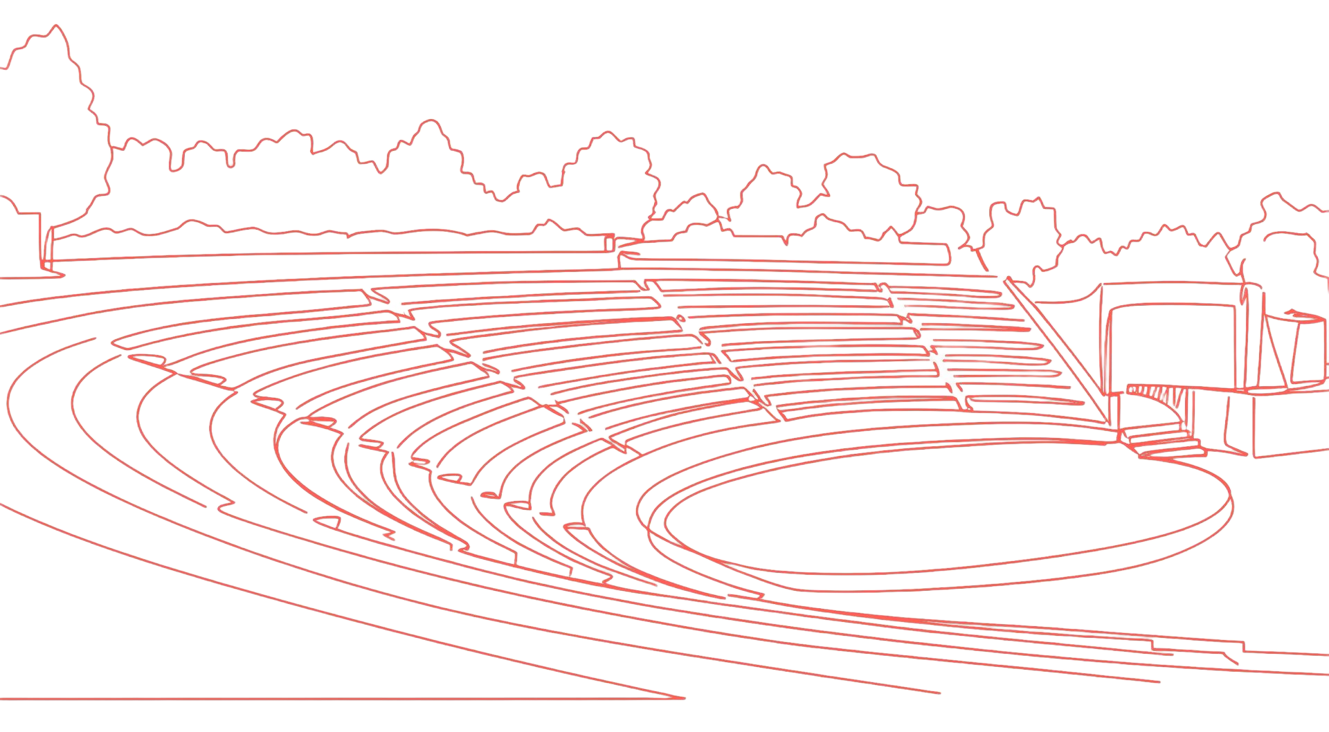Line drawing of amphitheater