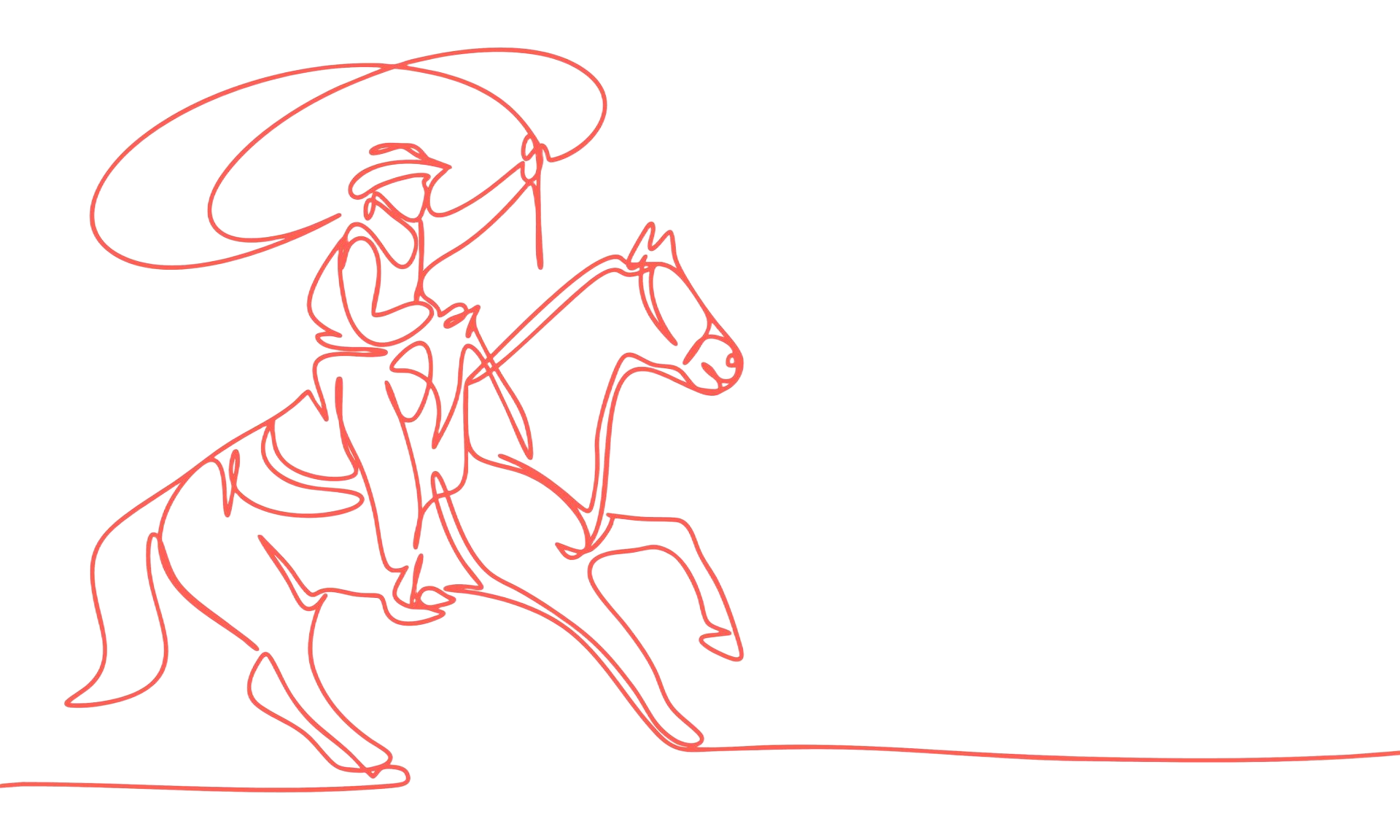 line drawing of cowboy