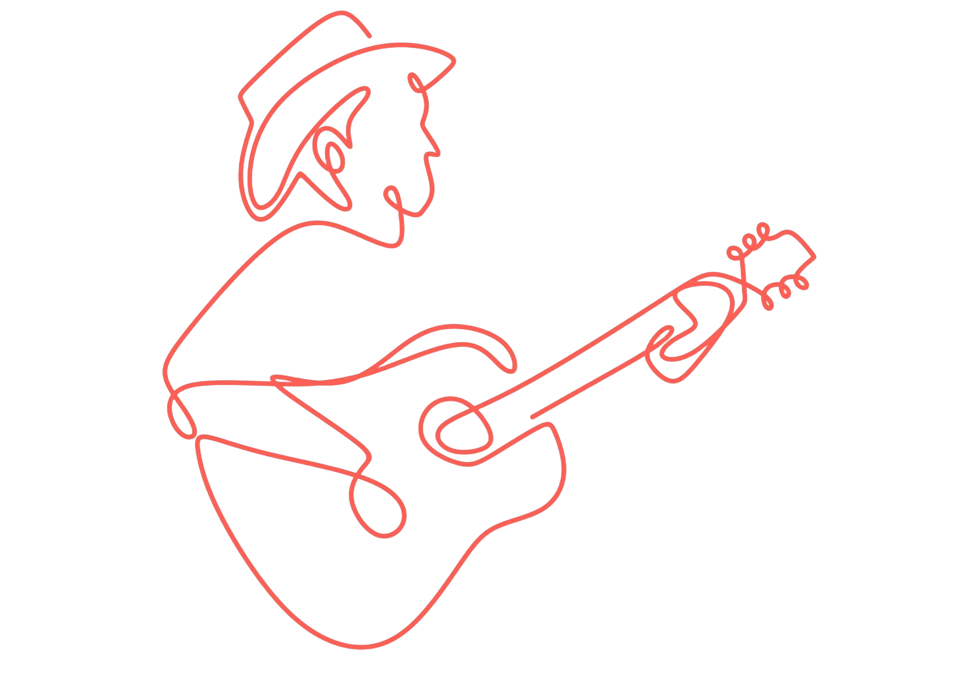 line drawing of country musician