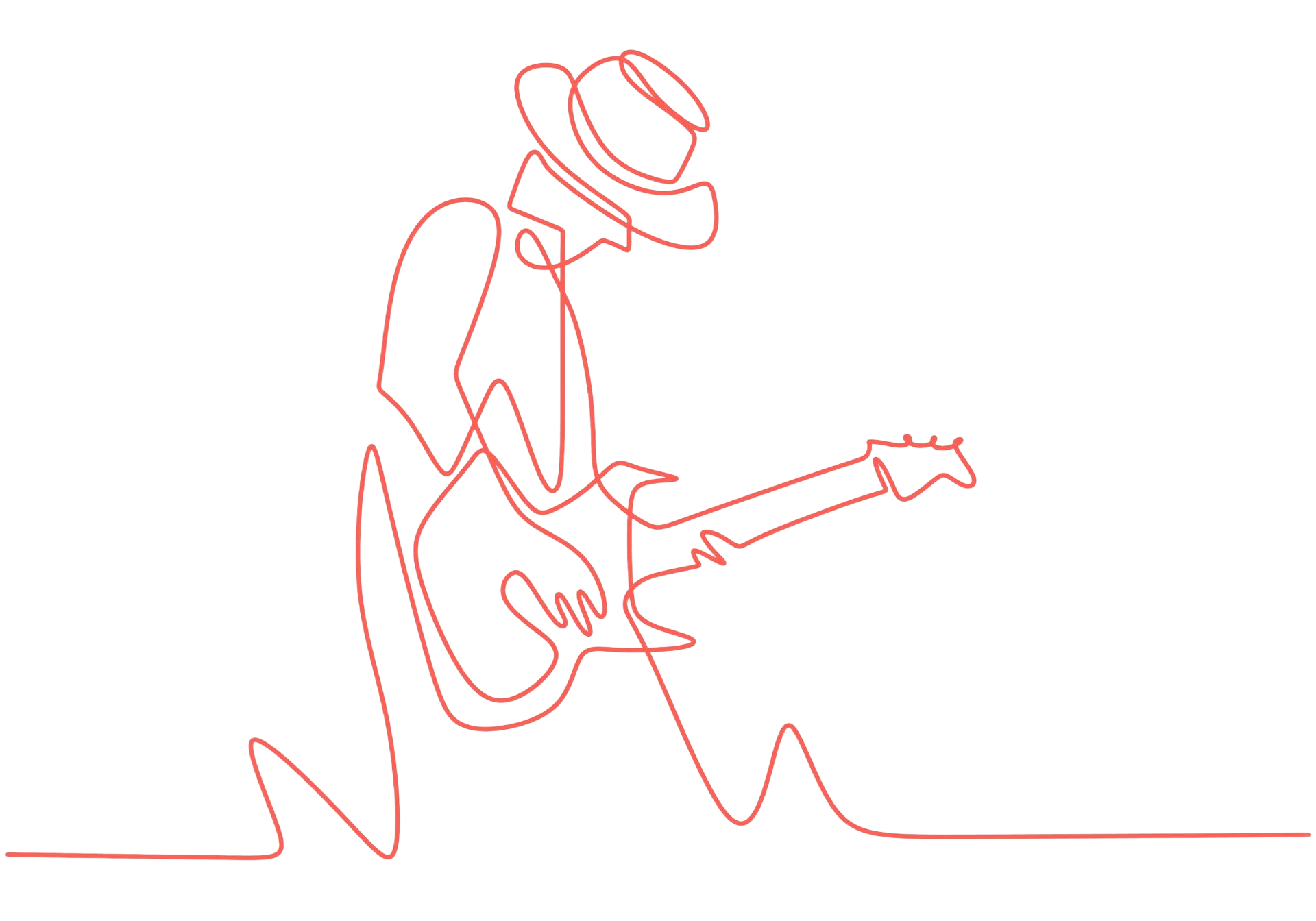 rock guitarist line drawing