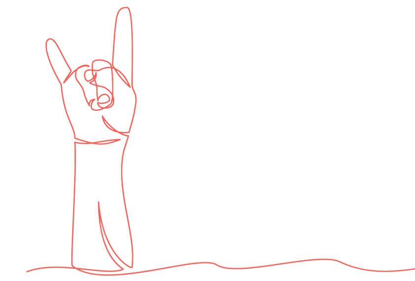line drawing of a rock on hand