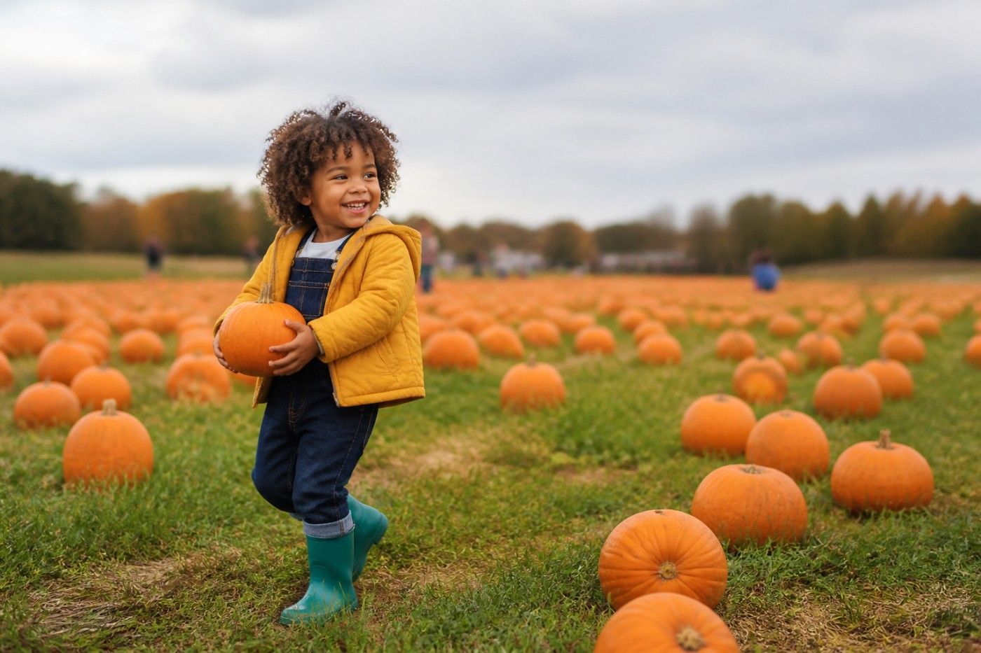 Visitors at a farm attraction in autumn