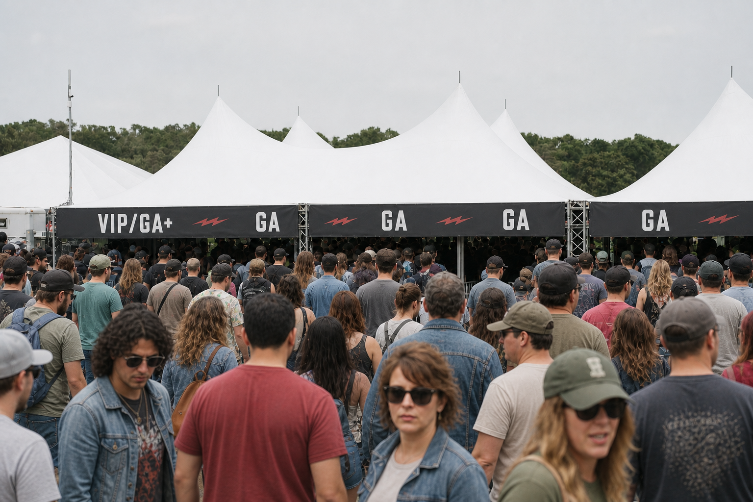 Ticket holders entering through the general admission gates
