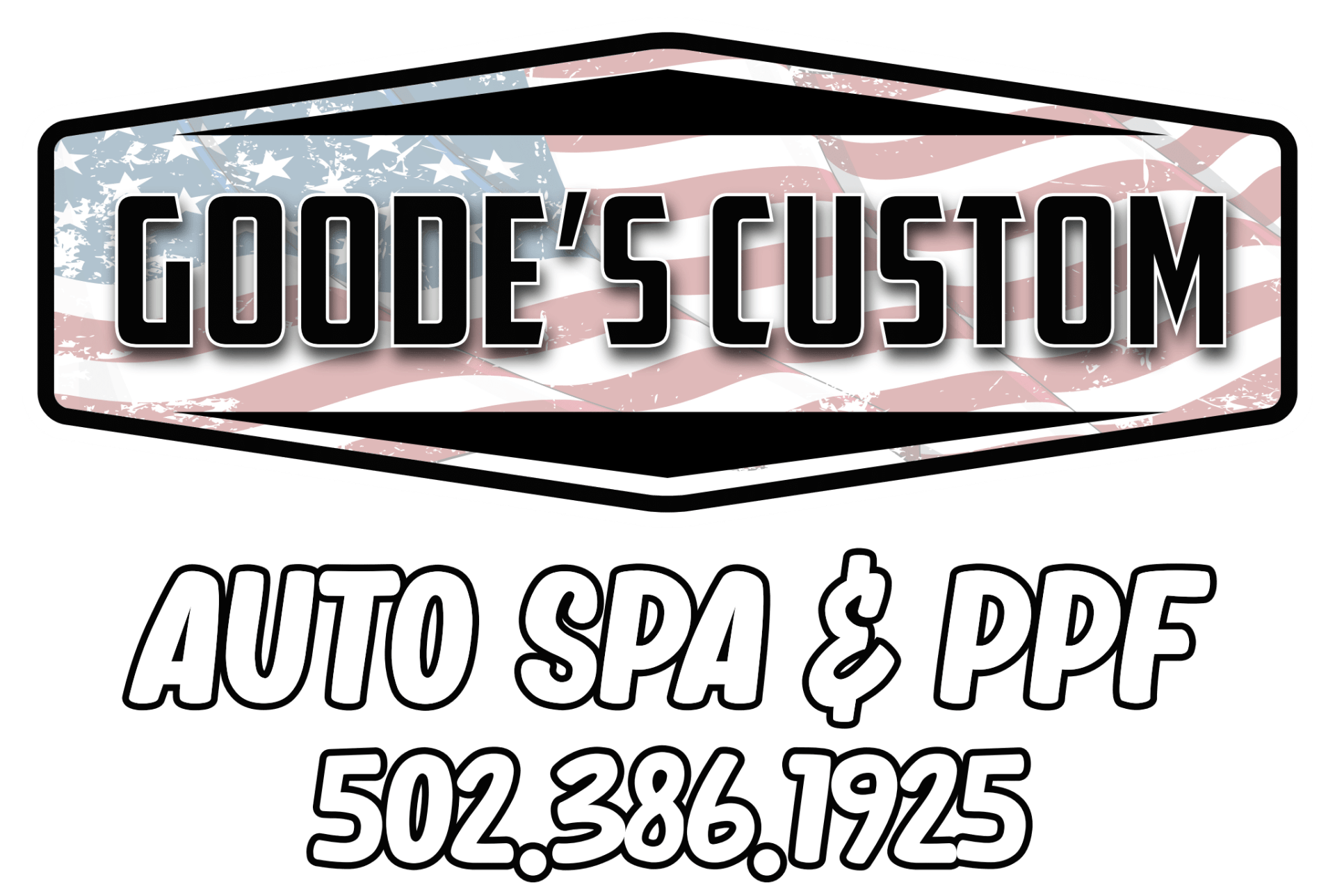 A logo for goode 's custom auto spa & ppf.