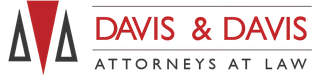 Davis & Davis Attorneys at Law logo with red and black scales icon on white background
