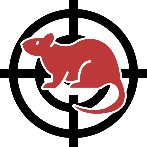 A red rat is sitting in a black target