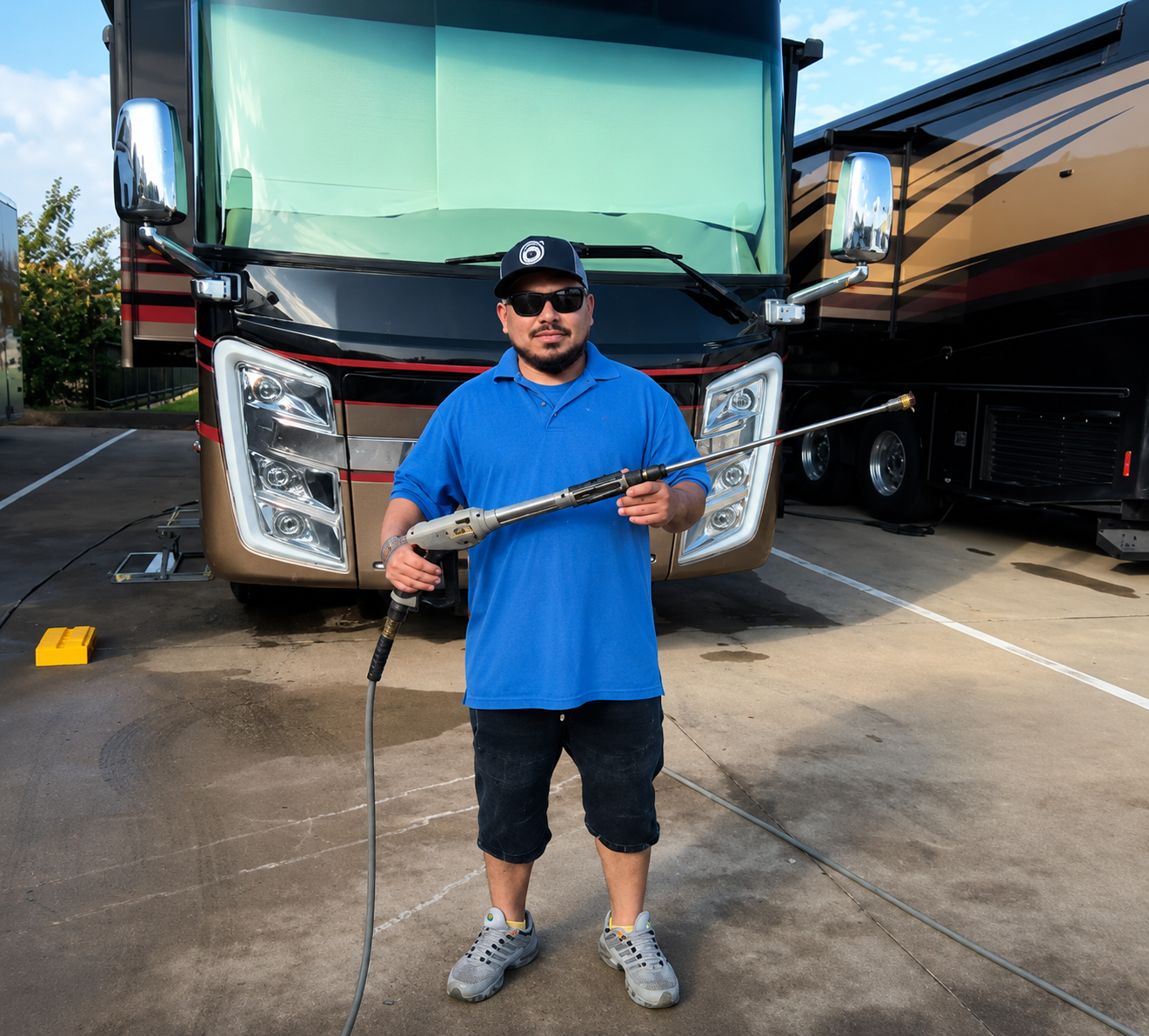 Shine That Ride Mobile Detailing business card with Fort Worth TX phone number and website on a hand-held black card