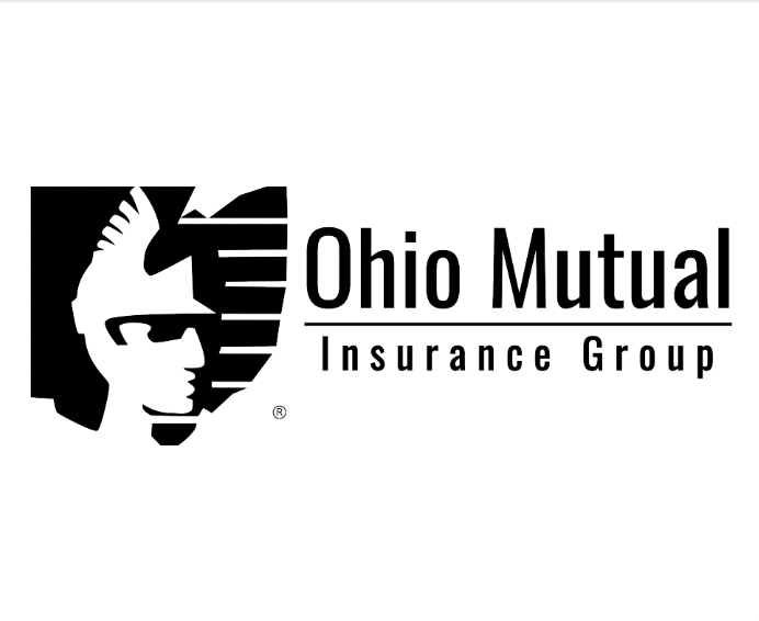 The ohio mutual insurance group logo is black and white.