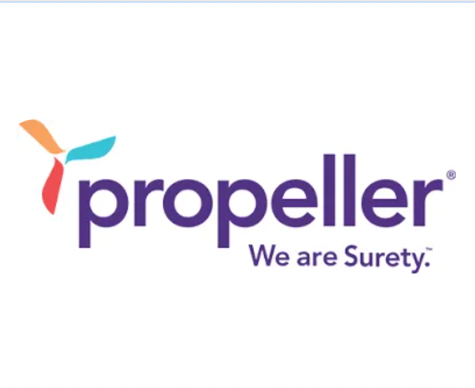 A logo for a company called propeller we are surety