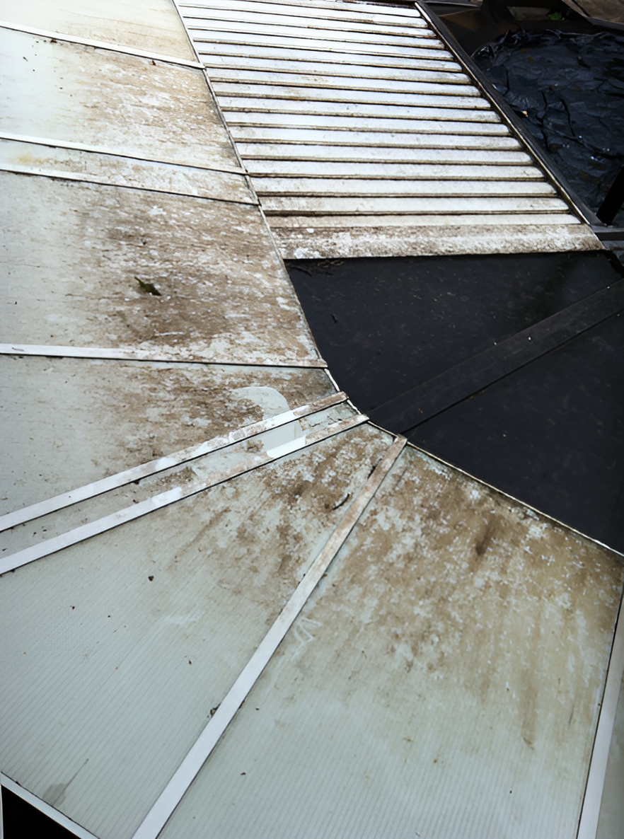 A Dirty Umbrella Is Sitting On Top Of A Dirty Roof — EcoPro Pressure Cleaning In Nerang, QLD