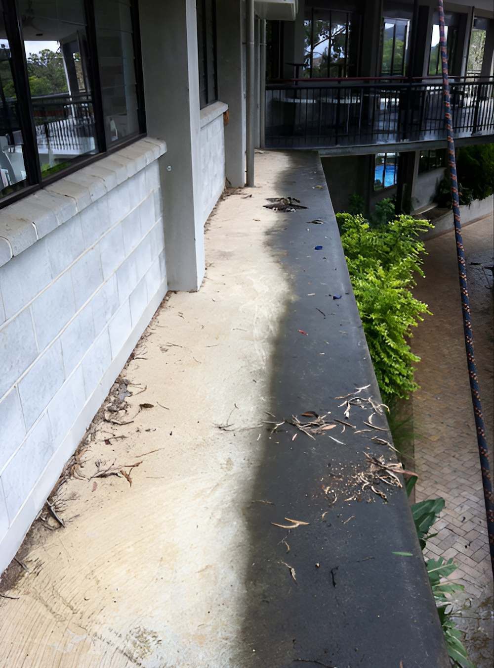 A Balcony With A Lot Of Leaves On It — EcoPro Pressure Cleaning In Southport, QLD